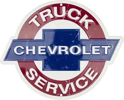 Chevrolet Truck Service 12  Round Metal Tin Embossed Sign Man Cave Garage Auto • $16.97