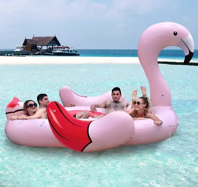 Giant Inflatable Flamingo 6 Person Water Party Float Lake Pool Raft Floating NEW • $177.97