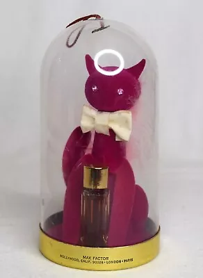 Vintage Max Factor Pink Hypnotique Sophisti-Cat Flocked Kitty Perfume Dome 1/8 • $42