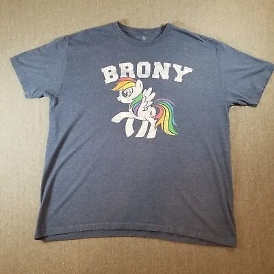 My Little Pony Mens XL T-Shirt - Brony Distressed White Rainbow Dash Under Brony • $13.99