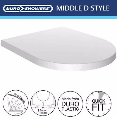 Euroshowers WHITE D Shaped Soft Close Quick Release Toilet Seat Anti-Bacterial  • £37.50