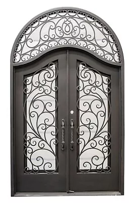 Anna Double Front Entry Wrought Iron Door Rain Glass 72  X 120  Right Active • $5995