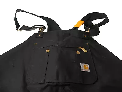 Carhartt Loose Fit Firm Duck Insulated Bib Overall 46x32 Black NWT 106671 • $69