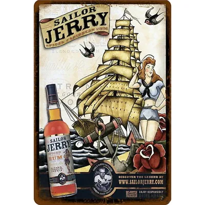 Vintage Sailor Jerry Spiced Rum Inspired Man Cave Pub Shed Bar Cafe METAL SIGN • £3.99