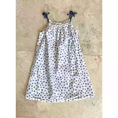 H&M Girls White/blue Flowers Cotton Seersucker Sundress Size 8/9yrs • $12