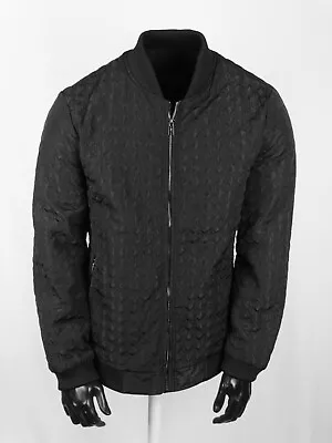 Puffer Jacket Men's Black Italian Designer Quilted Diamond Zip Up Inside Pocket • $34.98