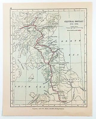 Vintage Map Of Central Britain 1715-1745 By Longmans Green 1914. • $14