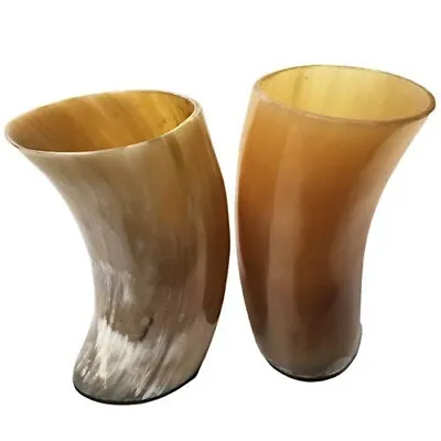 Viking Drinking Horn Mug Ale Beer Wine Ceremonial Medieval Drinkware Set Of 2 • $29.99