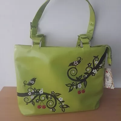 Shag Wear Canada Ladies Tote Bag Cherry Blossom Tree With Birds Lime Green 2013 • £14