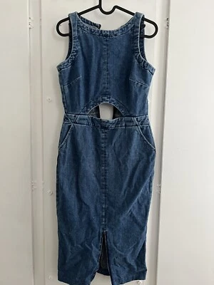 £2.99 • Buy Asos Denim Sleeveless Cut Out Midi Dress Size Uk 8