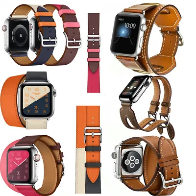 $18.89 • Buy Genuine Leather Band Double Single Tour Strap For Apple Watch Series6 5 4 40/44