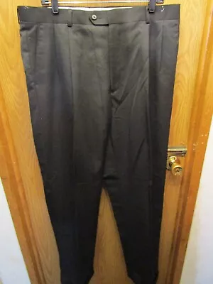 Mens Joseph & Feiss 45% Wool Pleated Cuffed Black Dress Pants Size 38x34 • $13.27