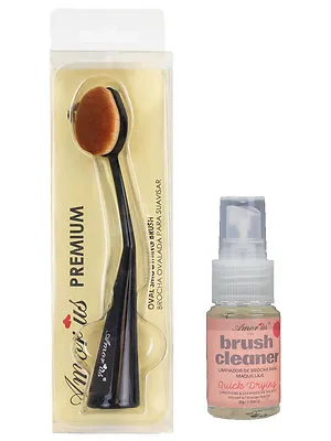 AmorUs Oval Makeup Brush&Brush Cleaner Spray SET Professional Quality Disinfect • $8.99