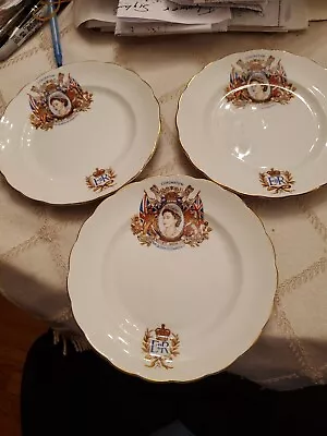 3 Queen Elizabeth II Coronation 1953 Victoria Bone China Plate 6 1/4  England • $25