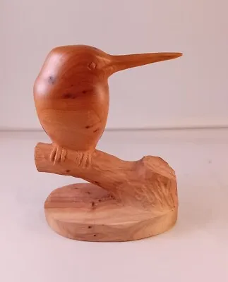 Kingfisher Carved In Yew Displayed On Sitting On A Tree Stump • £115