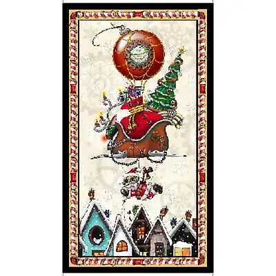 Steampunk Christmas Panel By Quilting Treasures-Santa-Tree-Sled-Digital Print • $13.95