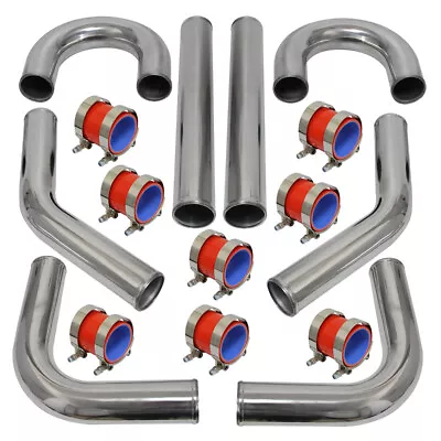 2.36  60mm Universal 8 PCS Turbo Intercooler Pipe Kit + Silicone Hose Clamps Red • $300.29