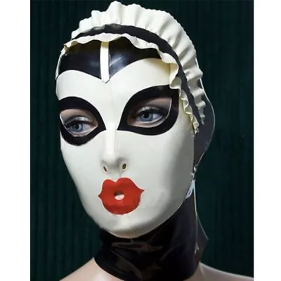 Latex Hood Drama Headgear Maid Rubber Mask Cosplay Fetish Club Party Wear BDSM • £51.47