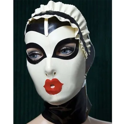 Latex Hood Drama Headgear Maid Rubber Mask Cosplay Fetish Club Party Wear • £57.60