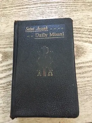 VINTAGE Catholic Saint Joseph Daily Missal Sunday Missal Black Leather Book • $20