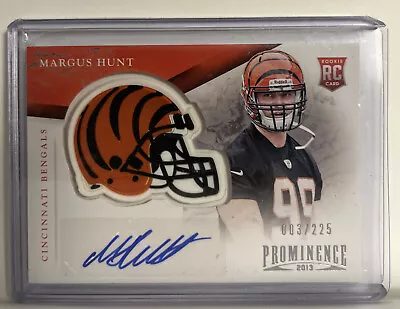 Margus Hunt 2013 Prominence Autograph Helmet Rookie Jumbo #163 Bengals 003/225 • $5