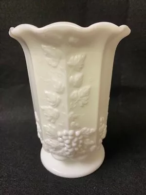 Milk Glass Westmoreland Grape Panel Fluted Top Celery/Spooner Dish/ Vase 6  • $9