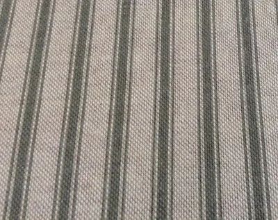 Linen Ticking Stripe Olive Green Grey Blind  Curtain/Craft Fabric • £2.69