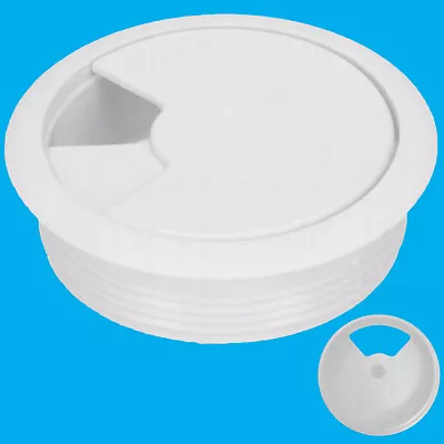 1x White 60mm Computer Desk Plastic Cable Grommet Surface Wire Hole Cover • £2.49