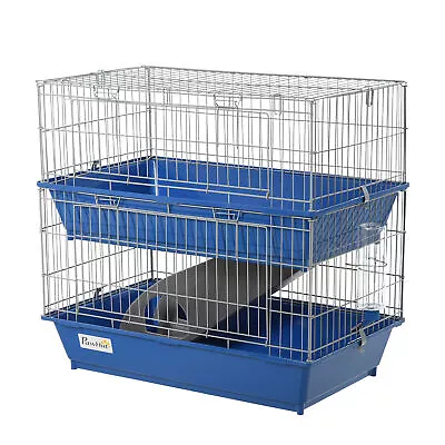 2-Tier Small Animal Cage For Rabbit Ferret Chinchilla W/ Accessories Ramp • £44.99