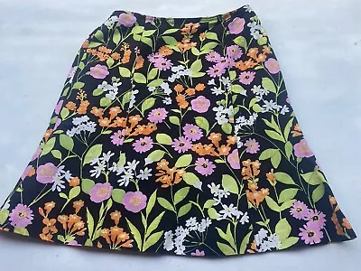 Women’s Sigrid Olsen Linen Blend A Line Floral Skirt Petite 4P Waist 28” • $22