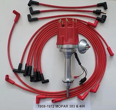 Small Cap MOPAR 1959-1972 383 400 PRO HEI Distributor & RED Spark Plug Wires • $204.85