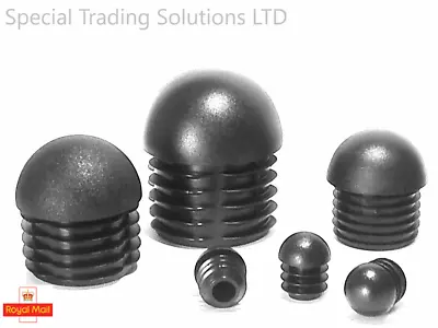 Domed-Round-Plastic-Black-Blanking-End-Cap-Caps-Tube-Pipe-Inserts- • £8.05