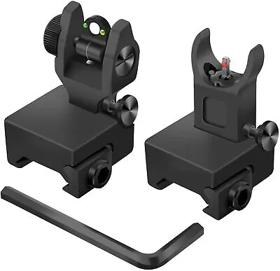 Fiber Optic Iron Sight Folding Flip Up Iron Front And Rear Sights Picatinny • $21.99