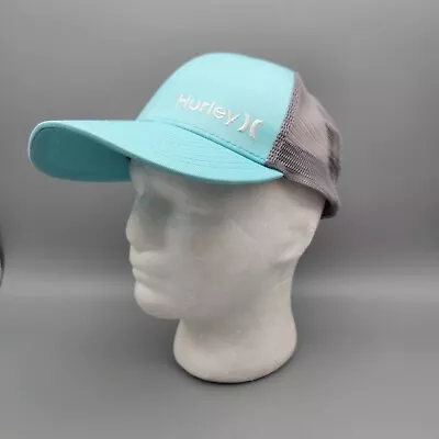 Hurley Hat Cap Gray Teal Snapback Embroidery Logo Mesh Back Adjustable Surfing  • $8.99