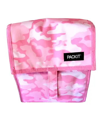 Freezable Lunch Bag By Pack-It Pink Camo Print Tote EUC • $8