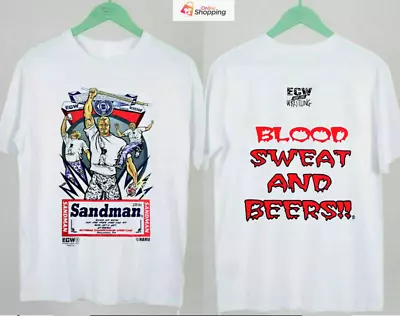 Sandman Beers Blood Sweat T-Shirt Ecw Mens Sided Double And Xl Wrestling Wwe • $7.99