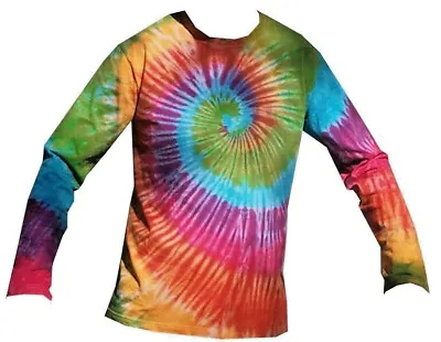Long Sleeve T  Shirt Tie Dye Size S-XXL   Rainbow Spiral Hand Dyed  In The UK • £22