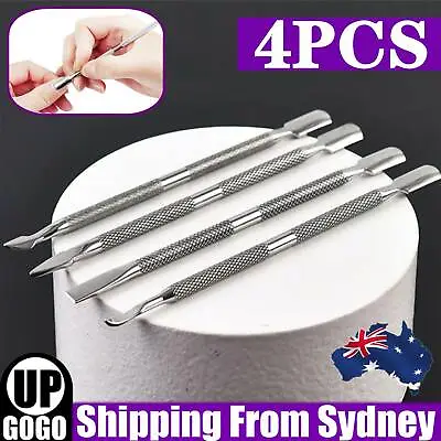 4 PCS Cuticle Pusher Metal Stainless Steel Kit Nail Art Tools AU Stock • $5.99
