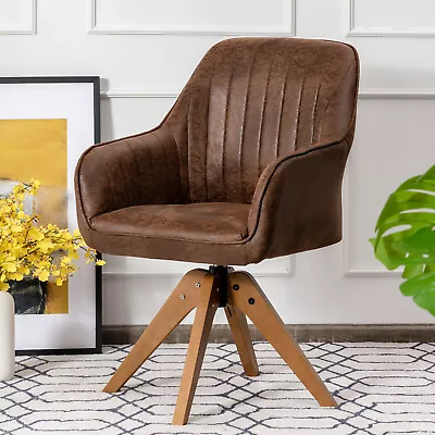 Giantex Mid Century Swivel Accent Chair Hot-Stamping Cloth Vanity Armchair • $139.99