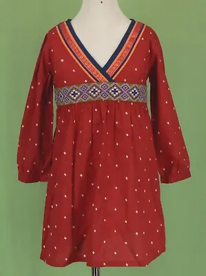 NWT Mimi & Maggie Girl  DRESS Fall Harvest RED Earth Empire Long Sleeve NEW 5 • $18.90