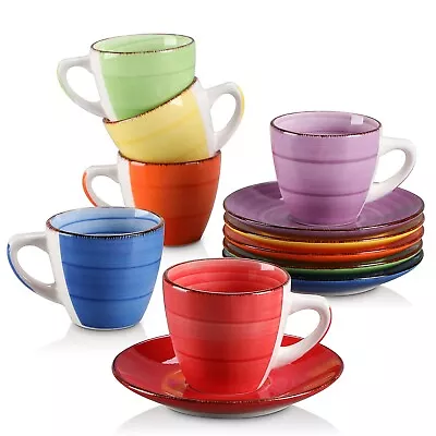 Vancasso Tableware 12 Piece Cup And Saucer Set Coffee Tea Cup Set Handpainted • £19.99