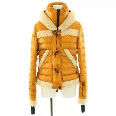 MONCLER GRENOBLE ALVERNIA Down Jacket Hood Sheep Fur Size 1 Color Yellow 2404Y* • $329