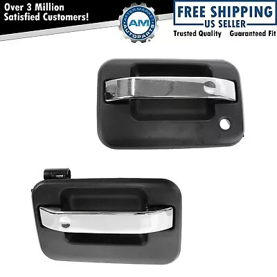 $58.62 • Buy Outside Door Handle Chrome & Textured Black Front Pair Set For 04-13 Ford F150