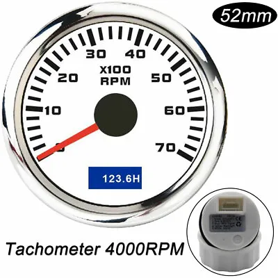 52mm Marine Tachometer 0~7000RPM Car Boat Yacht Outboard Engine LCD Gauge White  • $27.20