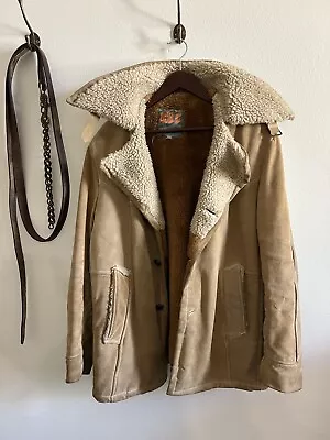 Canadian Men's Brown Suede Leather Rancher Sherpa Coat Sz 40. PHASE III • $25