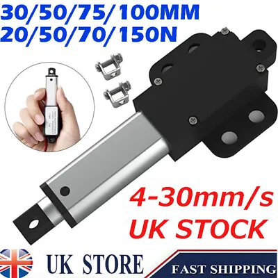 150N 30mm 50mm 100mm 150mm Micro Mini Linear Actuator Stroke Fast Speed DC 12V • £8.36
