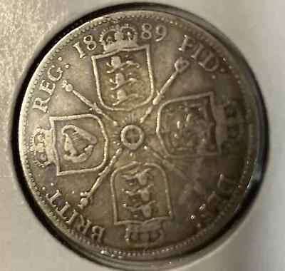 1889 Double Florin Victoria Silver .925 22.62g 36mm Nice Piece • $38