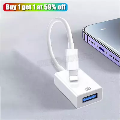 USB 3.0 Female To 8 Pin IPhone Male OTG Adapter Cable Camera For IPad Air IPhone • £3.88