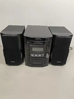 Panasonic SA-PM12 Micro Compact Stereo System 5 CD Tape+Speakers Tested/Works • $100