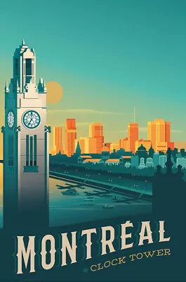 Montreal Clock Tower Vintage Travel Posters Personality Picture Painting  • $62